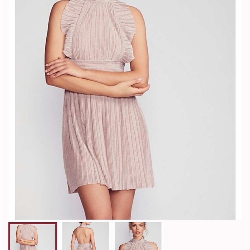 Free People Pleated Shine Fit & Flare Mini Dress - Picture 2 of 12